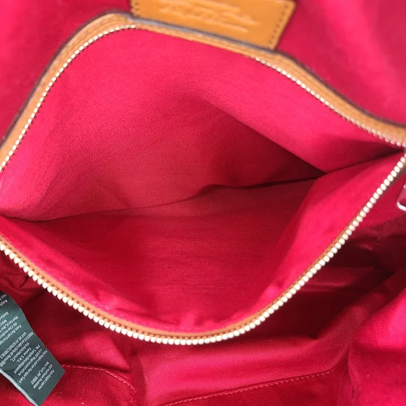 Lauren Ralph Lauren Black Nylon Shoulder Tote Bag Purse Brown Leather Trim - Picture 15 of 16